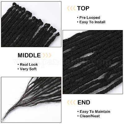 ポリエステルウィッグ  ブラック  610x8mm&nbsp;AJEW-WH20070-034B-1