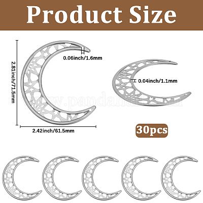 鉄製ペンダント30個  ムーン  71.5x61.5x1.1mm  穴：1.6mm&nbsp;IFIN-GF0001-57-1