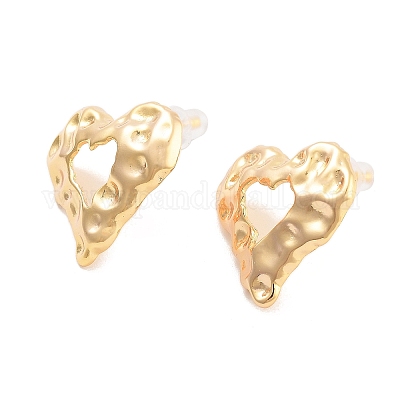 Left and Right Brass Stud Earrings&nbsp;EJEW-B058-02G-1