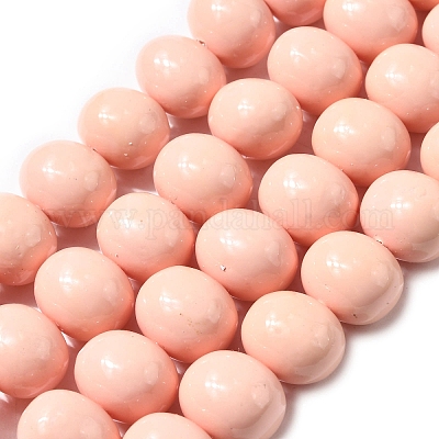 シェルパールビーズ連売り  ポテト  鮭色  12.5~13x15~15.5x12~12.5mm  穴：0.9mm  約31個/連  15.71インチ（39.9cm）&nbsp;BSHE-F013-01S-1