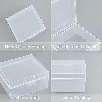 Ppプラスチックボックス  フリップカバー  長方形  ホワイト  9.8x10.2x5cm  インナーサイズ：8.9x9.7センチメートル&nbsp;CON-BC0001-35-1