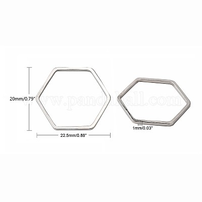 真鍮製フレームコネクター  六角  プラチナ  20x22.5x1mm  約1000個/袋&nbsp;KK-S327-03P-1