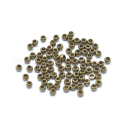 真鍮製スペーサービーズ  フラットラウンド  生（メッキなし）  2.5mm  穴：1.4mm&nbsp;KK-E719-24C-1