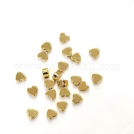 真鍮ビーズ  ロングメッキ  ハート  14KGP本金メッキ  7x6mm&nbsp;KK-WH0034-99A-1