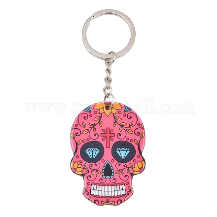 Plastic Pendant Keychain SKUL-PW0002-060E-1