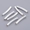 Curved Brass Tube Beads, Silver, about 3mm wide, 20mm long, hole: 2mm