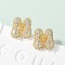 Brass Micro Pave Cubic Zirconia Stud Earrings, Pave Cluster Earring, Rack Plating, Long-Lasting Plated, Real 18K Gold Plated, Letter M, 13x12mm
