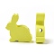 Easter Theme Wooden Beads, Dyed, Rabbit, Yellow, 24x24x8mm, Hole: 3.5mm