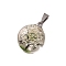 5Pcs Dried Flower Glass Pendants, Flat Round, Old Lace, 32x20mm