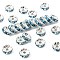 Brass Grade A Rhinestone Spacer Beads, Cadmium Free & Lead Free, Straight Flange, Rondelle, Silver, Aquamarine, 8x3.8mm, Hole: 1.5mm