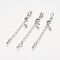 Iron Chain Extender, with Brass Folding Crimp Ends, Platinum, Chains: 56~62mm long, Lobster Clasp: 12x8x3mm, End: 9x4mm, Iron Circle: 3mm inner diameter.