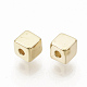 CCBプラスチックビーズ  キューブ  ゴールドカラー  4x4x4mm  穴：1.4mm  約6900個/500g&nbsp;CCB-T010-48G-2