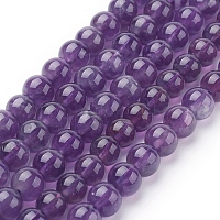 天然石アメジストビーズ連売り  ラウンド  6mm  穴：1mm  約32個/連  7.6インチ&nbsp;X-G-G099-6mm-1