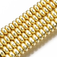 電気メッキ非磁性合成ヘマタイトビーズ連売り  ロンデル  黄金メッキ  4x2mm  穴：1mm  約180個/連  15.7インチ&nbsp;G-Q465-19G
