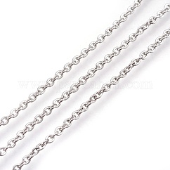 Tarnish Resistant 304 Stainless Steel Cable Chains, Soldered, with Spool, Flat Oval, Stainless Steel Color, 3x2x0.4mm, about 164.04 Feet/roll(50m/roll)