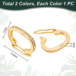 2Pcs 2 Colors Rhodium Plated 925 Sterling Silver Micro Pave Clear Cubic Zirconia Twister Clasps&nbsp;FIND-PH0018-35A