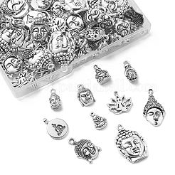 100Pcs 10 Styles Tibetan Style Zinc Alloy Charms&nbsp;TIBEP-CJ0003-08