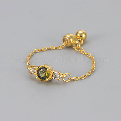 Adjustable Brass Micro Pave Cubic Zirconia Finger Rings&nbsp;WG86157-01