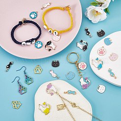 32本16スタイルアロイエナメルペンダント  クマの足跡 & 猫 & デビルズクローのフラットラウンド  ミックスカラー  16~26.5x8.5~21x1~2mm  2個/スタイル&nbsp;ENAM-SZ0003-11
