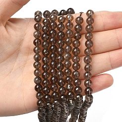 天然石スモーキークォーツビーズ連売り  ラウンド  6mm  穴：1mm  約61個/連  14.9インチ〜15.1インチ&nbsp;X-G-D840-62-6mm