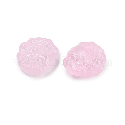 透明ガラスビーズ  京劇のマスク  焼き付け塗料  ピンク  17x18x8mm  穴：1.2mm&nbsp;DGLA-E004-11L
