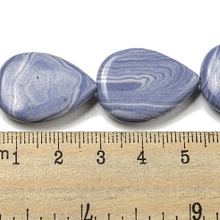 合成ブルーレースアゲートビーズ連売り  ティアドルプ  25x18~19x5mm  穴：1mm  約16個/連  15.75''（40センチメートル）&nbsp;G-B071-G02-01