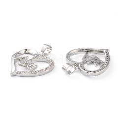 Brass Micro Pave Clear Cubic Zirconia Pendants&nbsp;ZIRC-Z007-11P