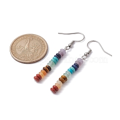 Natural & Synthetic Mixed Gemstone Rondelle Beaded Dangle Earrings&nbsp;EJEW-JE05613-02