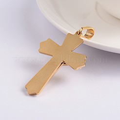 イースターテーマの十字架クロス 304 ステンレススチールペンダント  ゴールドカラー  49x33x5mm  穴：12x6mm&nbsp;STAS-N080-07G