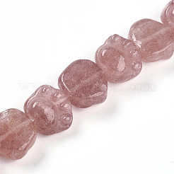 天然石ストロベリークォーツビーズ連売り  猫の足のプリント  14~14.5x15.5~16.5x7~8.5mm  穴：1mm  約13個/連  7.36''（18.7センチメートル）&nbsp;G-M108-A11-01