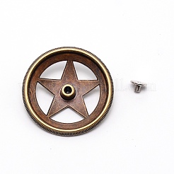 1穴合金装飾リベット  スターとフラットラウンド  DIYの荷物とハードウェアアクセサリー用  アンティークブロンズ  36.7x6mm  穴：2.5mm&nbsp;PALLOY-WH0092-12AB
