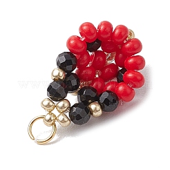 Glass Seed Beads Ladybird Pendants&nbsp;PALLOY-MZ00453