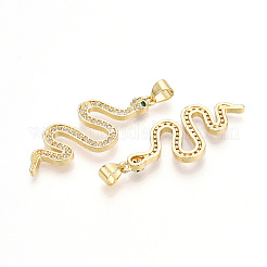 Brass Micro Pave Cubic Zirconia Pendants&nbsp;KK-T070-55G
