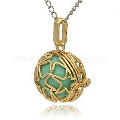 Golden Tone Brass Hollow Round Cage Pendants&nbsp;KK-J231-08G