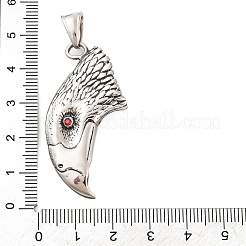 316サージカルステンレスペンダント  ラインストーン付き  鷲の頭のチャーム  アンティークシルバー  40.5x24.5x9mm  穴：8.5x4.5mm&nbsp;STAS-Z073-22AS