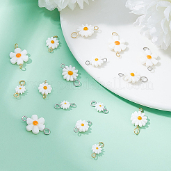 16Pcs 8 Styles Natural Freshwater Shell Daisy Flower Connector Charms&nbsp;PALLOY-FH00118