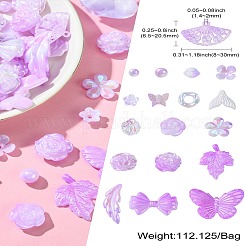 DIYジュエリー作りキット  不透明アクリルビーズとペンダント  混合形状  スミレ  6.5~20.5x8~30x2.5~12mm  穴：1.4~2mm  約20g /セット  20~25個/セット&nbsp;MACR-CJC0004-20E