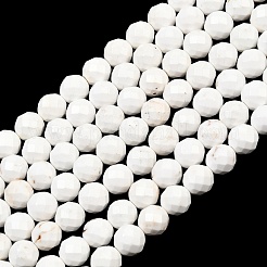 天然マグネサイトビーズ連売り  ラウンド  多面カット  8mm  穴：1.2mm  約46個/連  14.96''（38センチメートル）&nbsp;G-Z143-D01-8mm