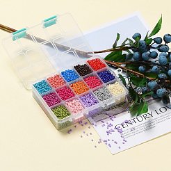 375g15色ベーキングペイントガラスシードビーズ  ラウンド  ミックスカラー  8/0  3~4x2~3mm  穴：0.8~1mm  25 G /カラー&nbsp;SEED-JP0004-03-3mm
