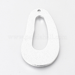 環境に優しいアルミペンダント  レーザーカットペンダント  ティアドロップ  銀  64x35x2~2.5mm  穴：3mm&nbsp;ALUM-Q001-06B