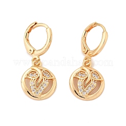 Brass Micro Pave Clear Cubic Zirconia Hoop Earrings for Women&nbsp;EJEW-G428-24G-03