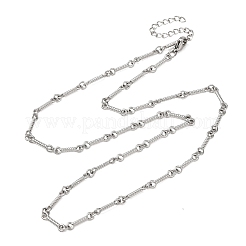 3.5mm 304ステンレススチール製ツイストリンクバーチェーンネックレス（女性・男性用）  変色しない  ステンレス鋼色  20.08インチ（51cm）&nbsp;LS-NJEW-F365-01P