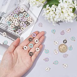 100Pcs 5 Colors Light Gold Plated Alloy Enamel Pendants&nbsp;ENAM-NB0001-46