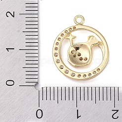 Brass Micro Pave Clear Cubic Zirconia Pendants&nbsp;FIND-B077-02G-06