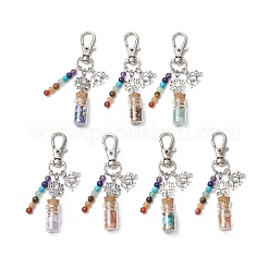 Glass Wishing Bottle with Chakra Natural & Synthetic Gemstone Chips inside Pendant Decorations&nbsp;HJEW-JM03044