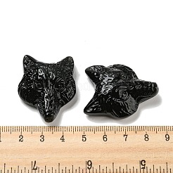 天然石オブシディアンペンダント  キツネのチャーム  35.5~37x27~28x12~13mm  穴：1.3mm&nbsp;G-M417-07F