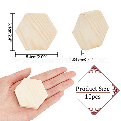 未完成の松の木の板  壁飾り用  六角  バリーウッド  61x53x10.5mm&nbsp;DIY-WH0410-59