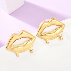 Melting Styles 304ステンレススチール製スタッドピアス（女性用）  リップ  26.5x33.5mm&nbsp;EJEW-F415-02G-02