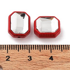 スプレー塗装された合金ビード  ガラスと  ダイヤモンド  クリムゾン  12.5x10.5x7mm  穴：1.4mm&nbsp;PALLOY-H134-29A