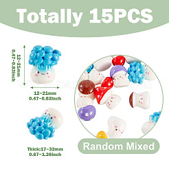 15Pcs Opaque Resin Mushroom Display Decoration&nbsp;DJEW-TADJ0001-01